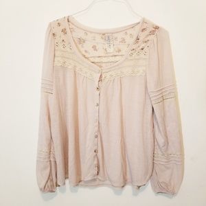 Free People | Long Sleeve Flower and Lace M